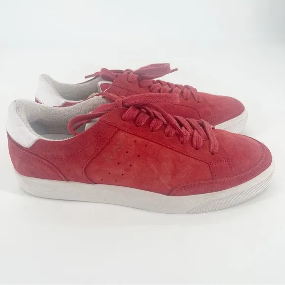 Re/Done 90s Skate Leather Trimmed Suede Sneakers in Red