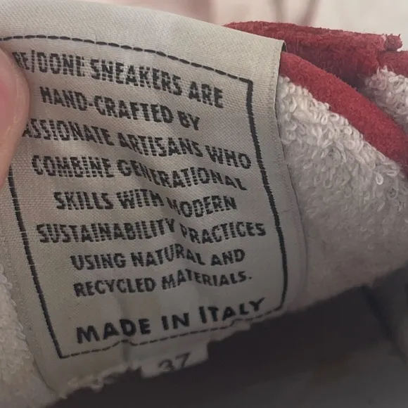 Re/Done 90s Skate Leather Trimmed Suede Sneakers in Red