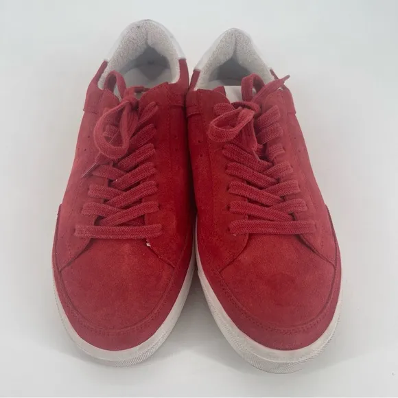 Re/Done 90s Skate Leather Trimmed Suede Sneakers in Red