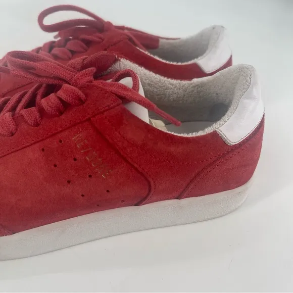 Re/Done 90s Skate Leather Trimmed Suede Sneakers in Red