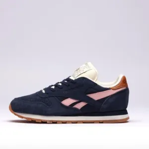 Reebok Classic Leather Suede Navy Blue Pink VTG Heritage 7.5 Harmon Logo Summer