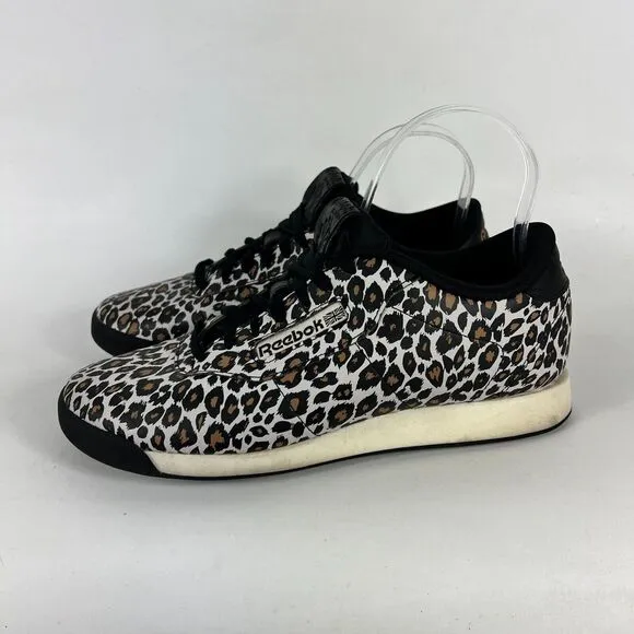 Reebok Classic Princess Sneaker Women's 8.5 Leopard Print Lace Up Shoes GZ8648