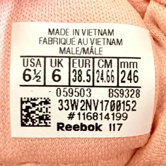 Reebok Classic Sneakers US 6.5 Salmon Pink Suede Leather Ortholite BS9328 New