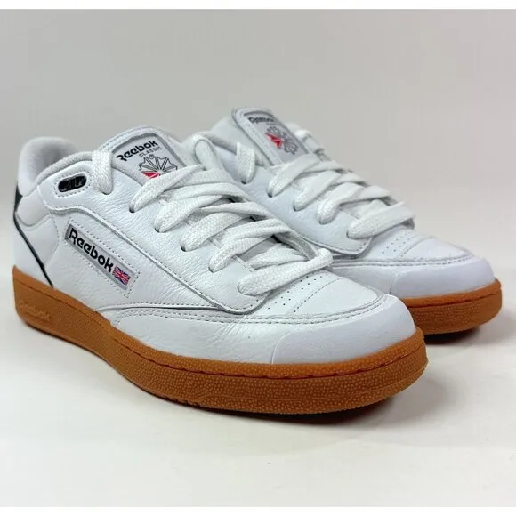 Reebok Club C Bulc Mens White Black Gum Bottom Classic Tennis Shoes Sneakers