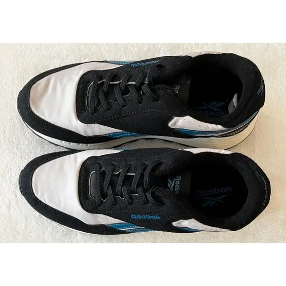 Reebok men's classic Black Leather White Blue AR30193Y sneakers size 7 NEW