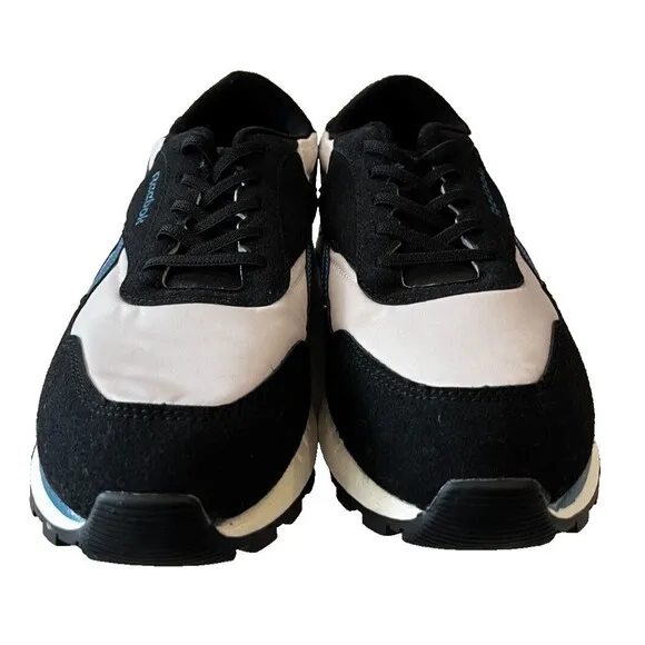 Reebok men's classic Black Leather White Blue AR30193Y sneakers size 7 NEW