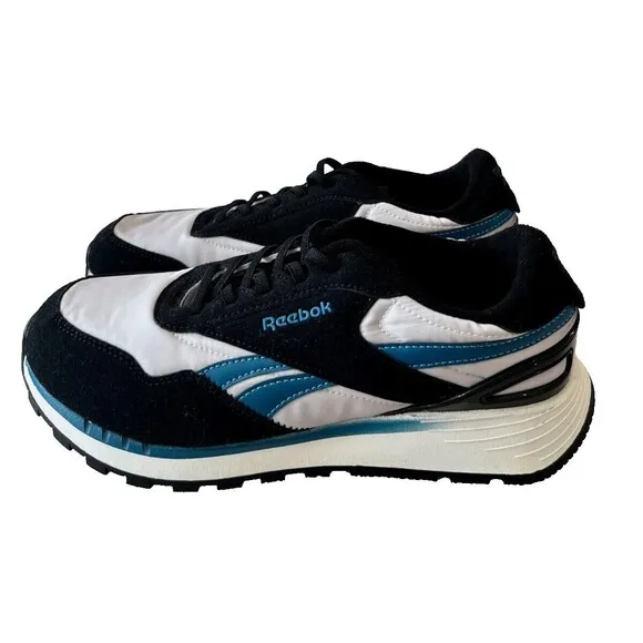 Reebok men's classic Black Leather White Blue AR30193Y sneakers size 7 NEW