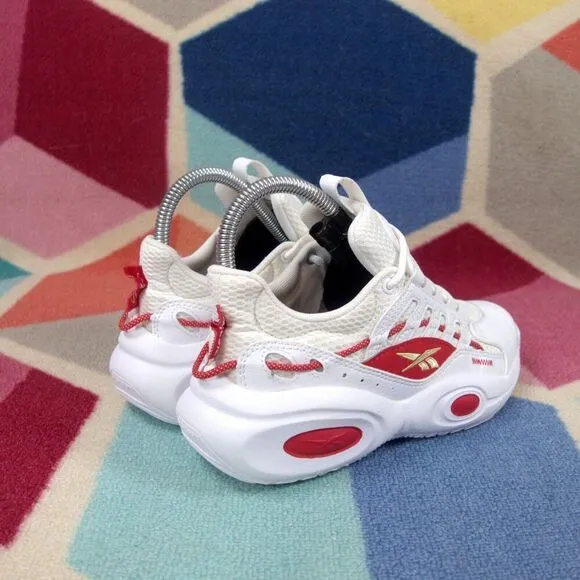 Reebok Iverson Solution Mid White Red Kids Basketball Shoes Size 3.5 US