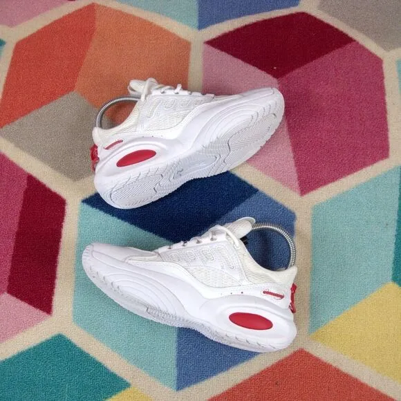 Reebok Iverson Solution Mid White Red Kids Basketball Shoes Size 3.5 US
