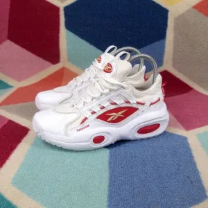 Reebok Iverson Solution Mid White Red Kids Basketball Shoes Size 3.5 US