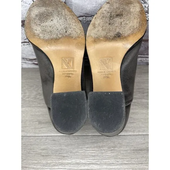 REED KRAKOFF Metal Gray Leather Slip On Loafer Heel Shoes Women Sz 38.5EU/8M US