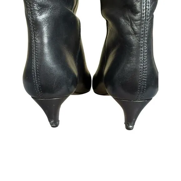 Reformation Remy Black Leather Knee-High Boots 8 US Pull-On Kitten Heel