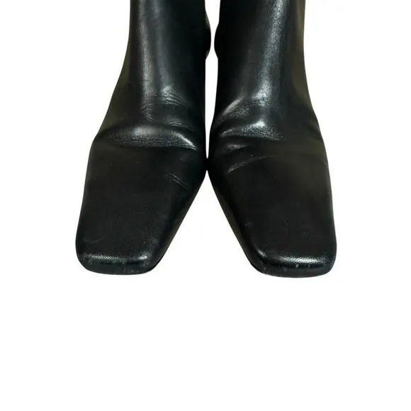 Reformation Remy Black Leather Knee-High Boots 8 US Pull-On Kitten Heel