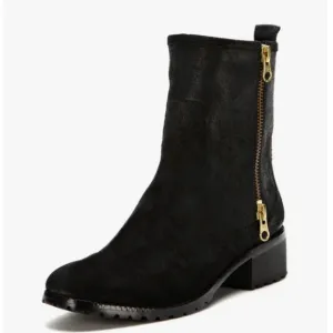 Renvy Joe Sport Black Suede Double Zip Boots