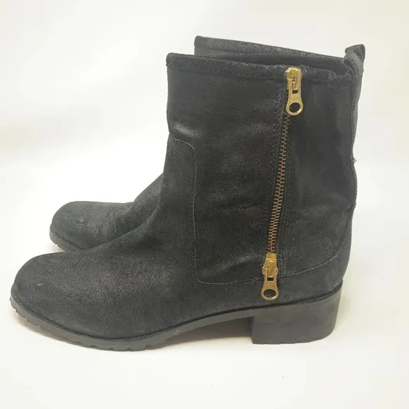Renvy Joe Sport Black Suede Double Zip Boots