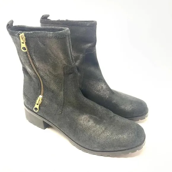 Renvy Joe Sport Black Suede Double Zip Boots