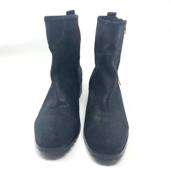 Renvy Joe Sport Black Suede Double Zip Boots