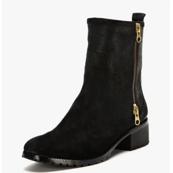 Renvy Joe Sport Black Suede Double Zip Boots