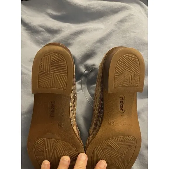 Rieker Antistress Leather Shoes Waffle Mesh Women’s Sz 6.5 Earth Tones