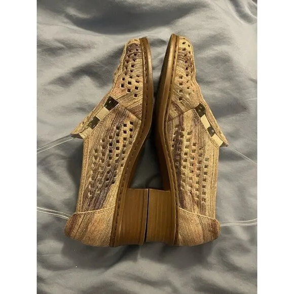 Rieker Antistress Leather Shoes Waffle Mesh Women’s Sz 6.5 Earth Tones