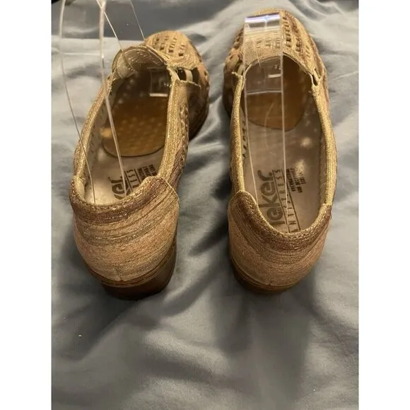 Rieker Antistress Leather Shoes Waffle Mesh Women’s Sz 6.5 Earth Tones
