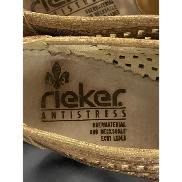 Rieker Antistress Leather Shoes Waffle Mesh Women’s Sz 6.5 Earth Tones