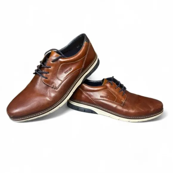 Rieker Leather Dress Shoes Casual Comfort Lace Up Brown Oxfords