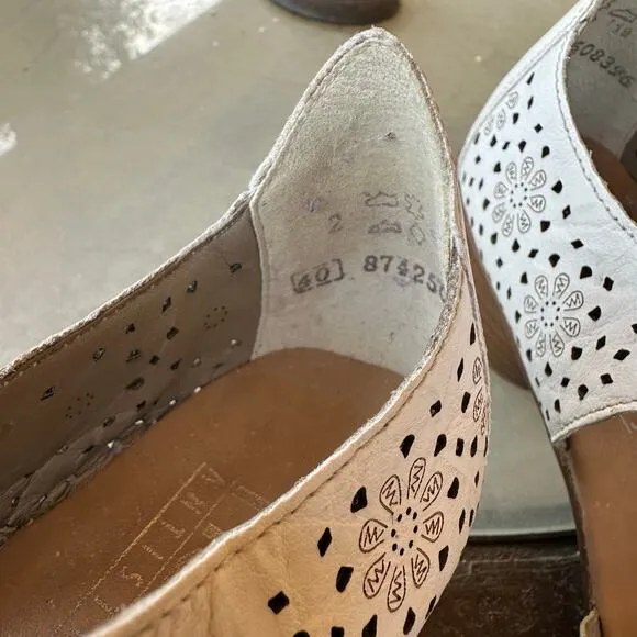 RIEKER Mirjam Whitekiesel Mary Jane Oxford Shoes Floral Cut Out SZ 8.5 US/40 EU