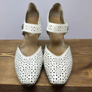 RIEKER Mirjam Whitekiesel Mary Jane Oxford Shoes Floral Cut Out SZ 8.5 US/40 EU
