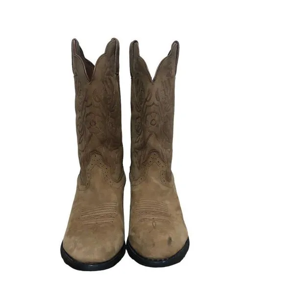 Road Wolf 2004 Women's Leather Pull On Western Boots Brown Size 8.5M