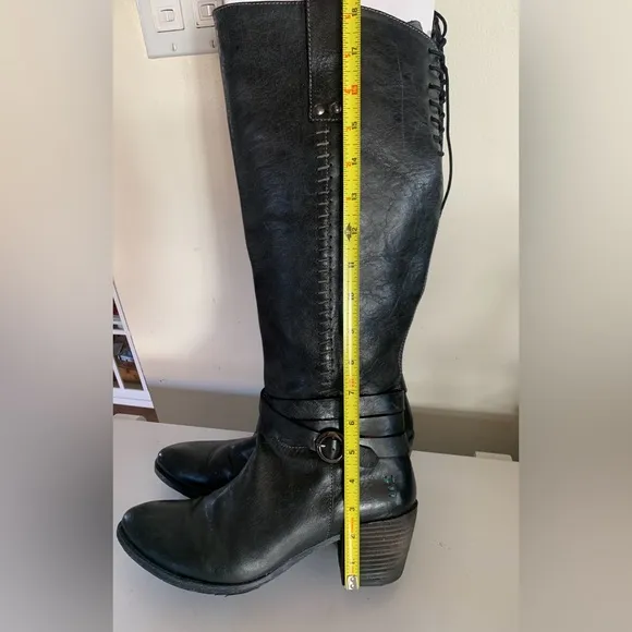 Roan by Bed Stu Garner Riding Boots Womens Black Leather Knee High Size 10