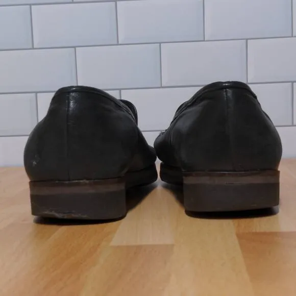 Robert Zur Womens Loafer Flat Shoes Black Slip On Moc Toe Almond 9.5 EUR 40