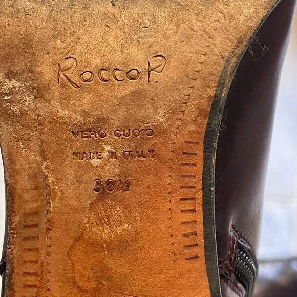 Rocco P. Leather Pointed Toe Faux Fur Western Boots Made In Italy Size 36.5