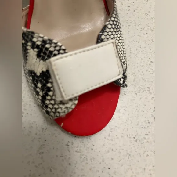 Rock &amp; Republic Red Cream Snake Print Strappy Gladiator Sandals Heels Shoes 8