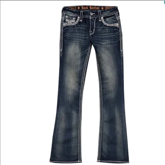 Rock Revival Easy Boot Cut Bling Stretch Jeans NEW