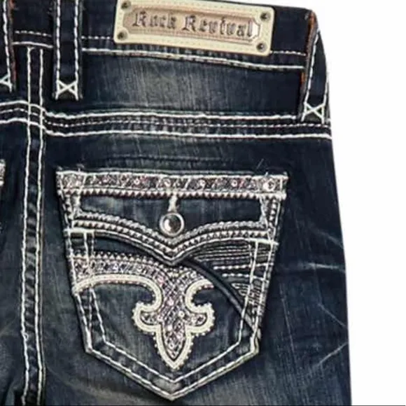 Rock Revival Easy Boot Cut Bling Stretch Jeans NEW