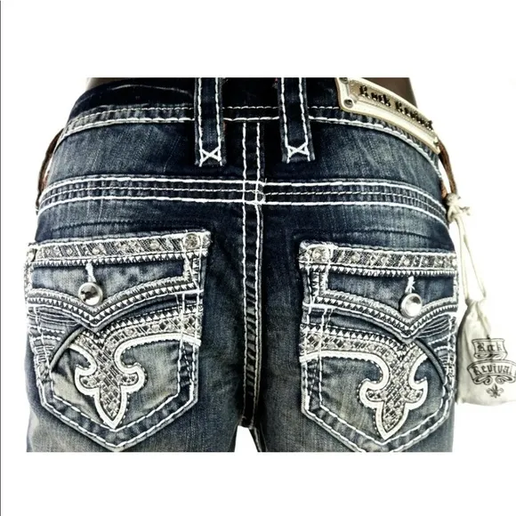 Rock Revival Easy Boot Cut Bling Stretch Jeans NEW