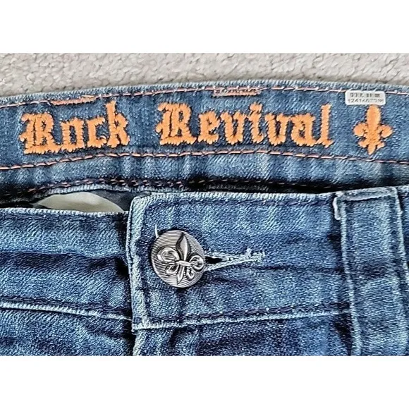 Rock Revival Victor Jeans Mens 38  Straight Fit Distressed Denim Y2K