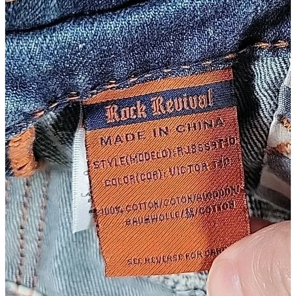 Rock Revival Victor Jeans Mens 38  Straight Fit Distressed Denim Y2K