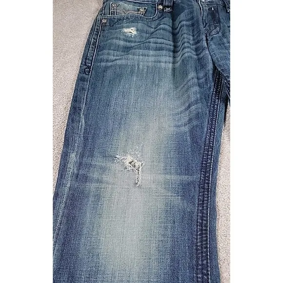 Rock Revival Victor Jeans Mens 38  Straight Fit Distressed Denim Y2K