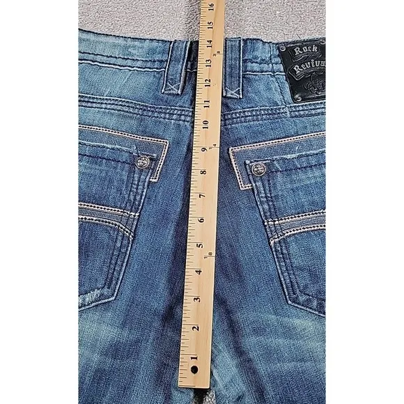 Rock Revival Victor Jeans Mens 38  Straight Fit Distressed Denim Y2K