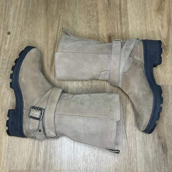 ROCKPORT Walkability Womens 8 Khaki Brown Tan Suede Leather Boots Buckle