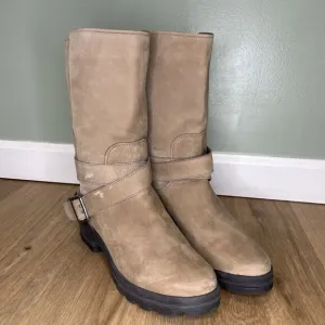 ROCKPORT Walkability Womens 8 Khaki Brown Tan Suede Leather Boots Buckle