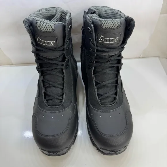Rocky 1st Med Carbon Fiber Toe Side-Zip Waterproof Black Boots Men’s Size 9.5 W