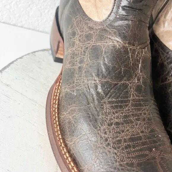 Rod Patrick Mens Cowboy Boots 14.5A Antique Mocha Bison Brown Western Blunt Toe