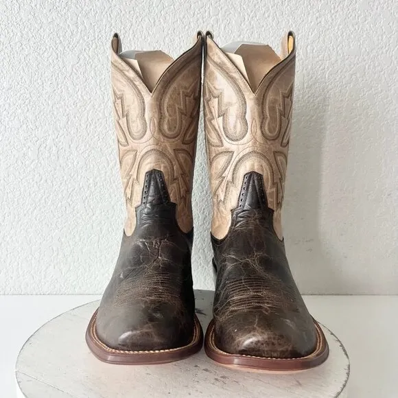 Rod Patrick Mens Cowboy Boots 14.5A Antique Mocha Bison Brown Western Blunt Toe