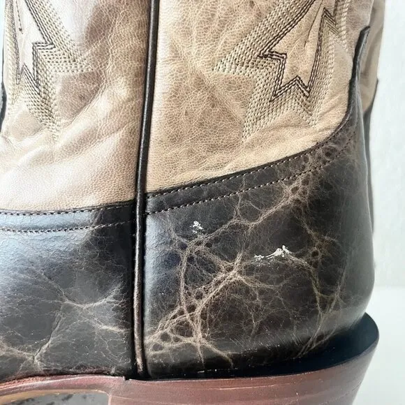 Rod Patrick Mens Cowboy Boots 14.5A Antique Mocha Bison Brown Western Blunt Toe