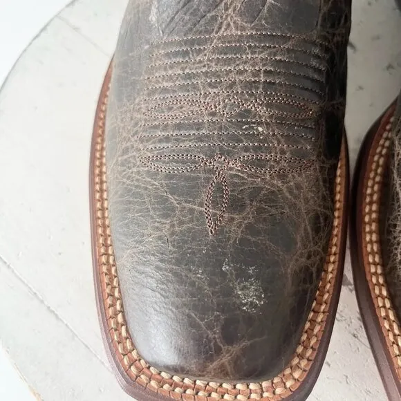 Rod Patrick Mens Cowboy Boots 14.5A Antique Mocha Bison Brown Western Blunt Toe