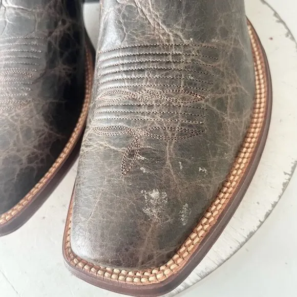 Rod Patrick Mens Cowboy Boots 14.5A Antique Mocha Bison Brown Western Blunt Toe