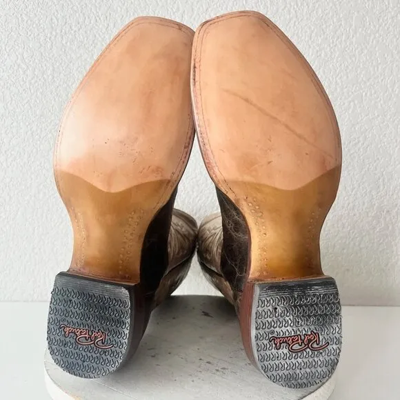 Rod Patrick Mens Cowboy Boots 14.5A Antique Mocha Bison Brown Western Blunt Toe